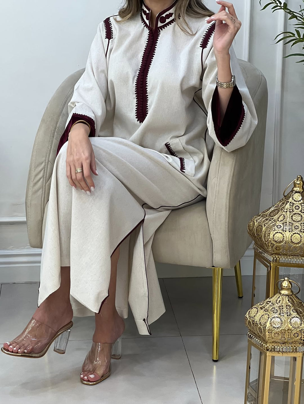 ✨ Caftan en Lin Élégant – Intemporalité &amp; Raffinement