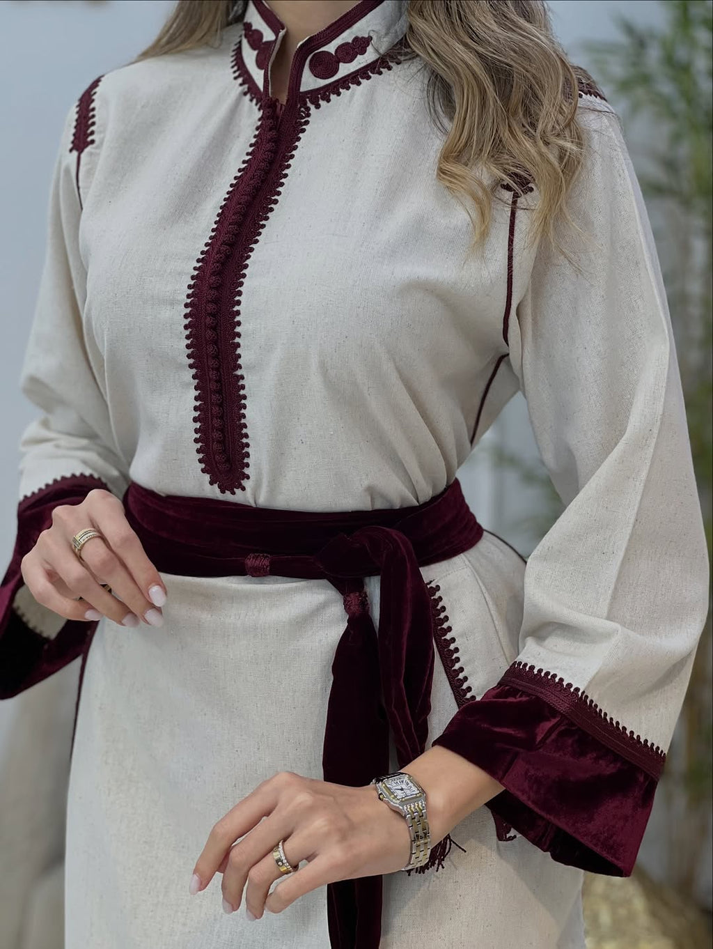 ✨ Caftan en Lin Élégant – Intemporalité &amp; Raffinement