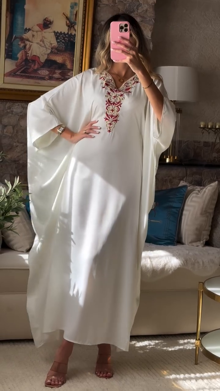 Robe Zina 🌸 – Longue à manches papillon, élégance et confort absolu