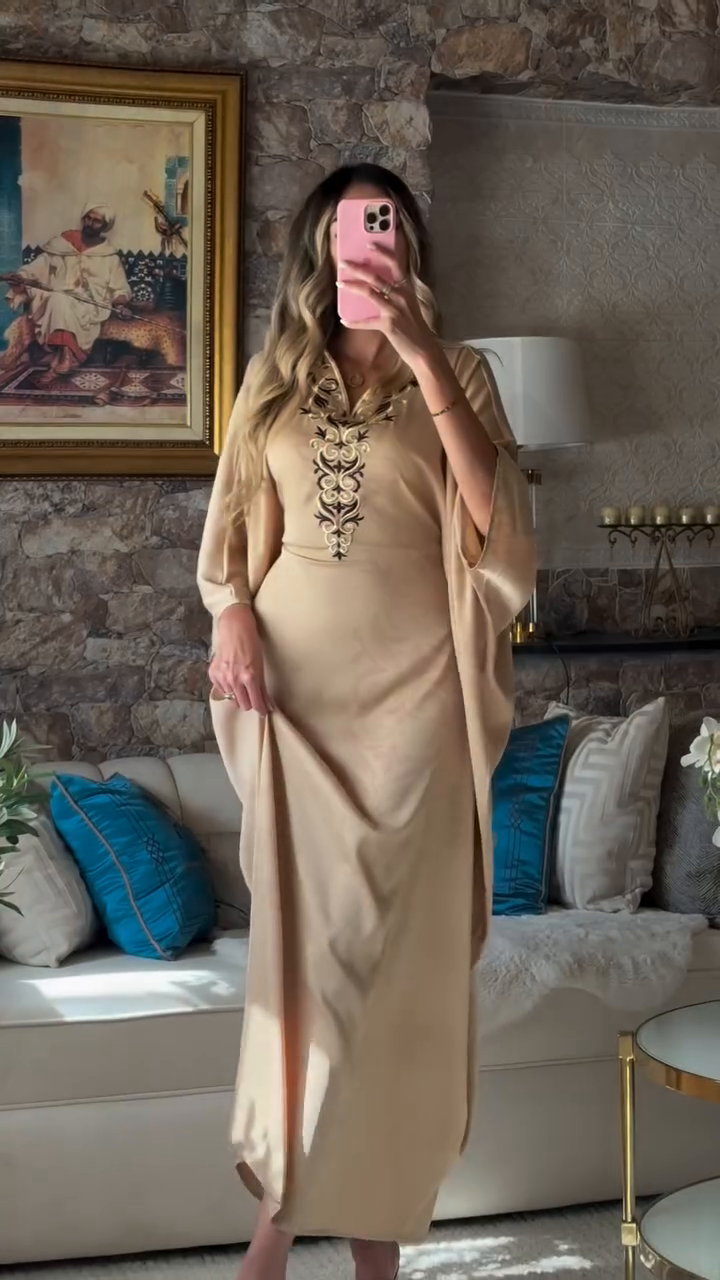 Robe Zina 🌸 – Longue à manches papillon, élégance et confort absolu