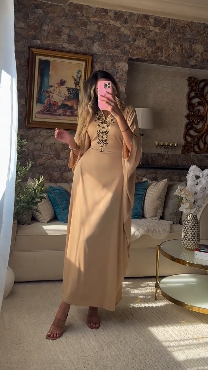 Robe Zina 🌸 – Longue à manches papillon, élégance et confort absolu