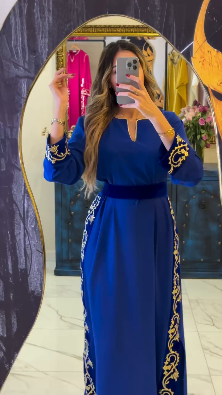 👑 Caftan Bleu Roi – Élégance Royale &amp; Charme Intemporel 👑