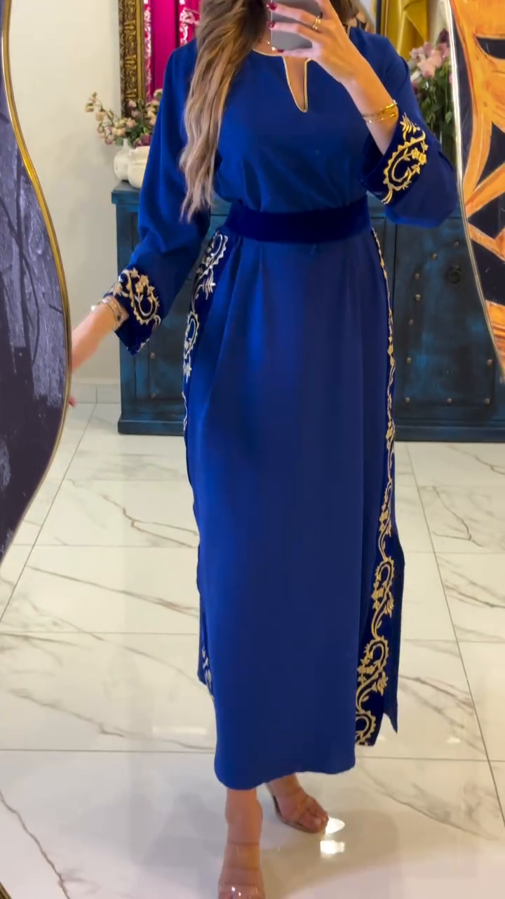 👑 Caftan Bleu Roi – Élégance Royale &amp; Charme Intemporel 👑