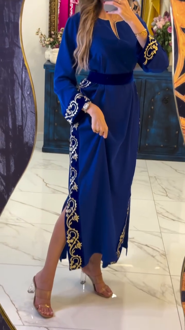 👑 Caftan Bleu Roi – Élégance Royale &amp; Charme Intemporel 👑