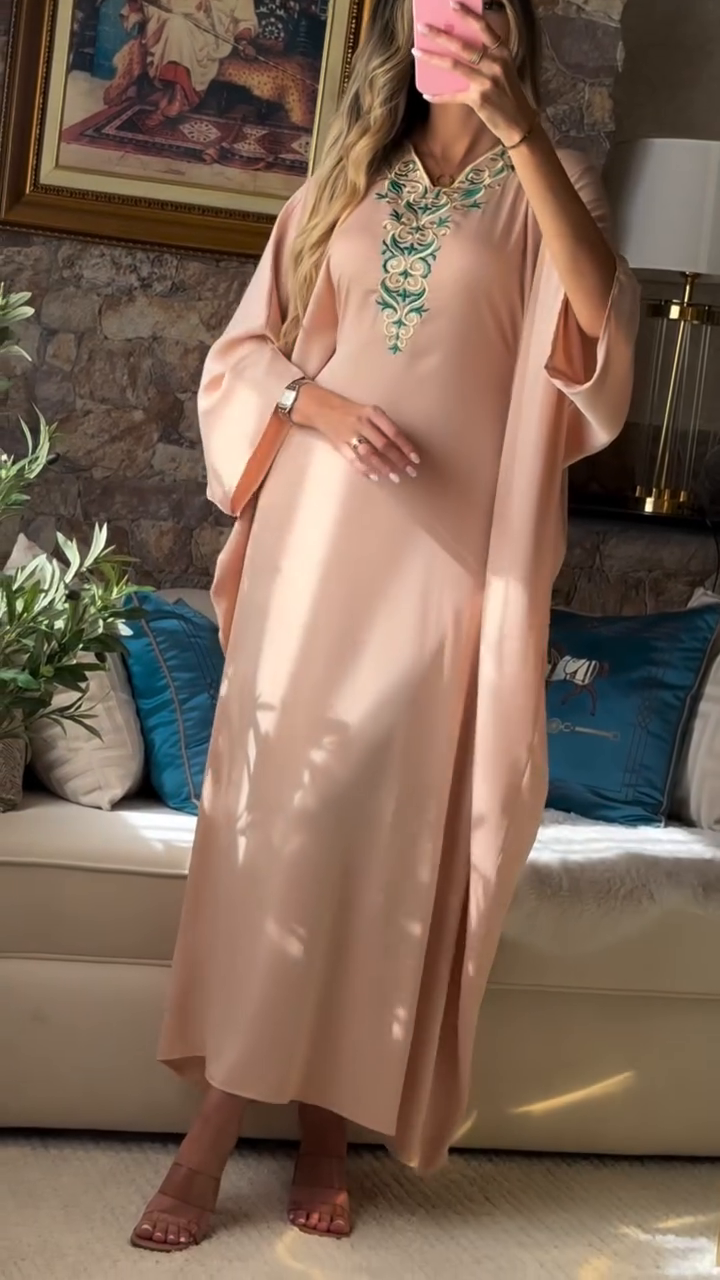Robe Zina 🌸 – Longue à manches papillon, élégance et confort absolu