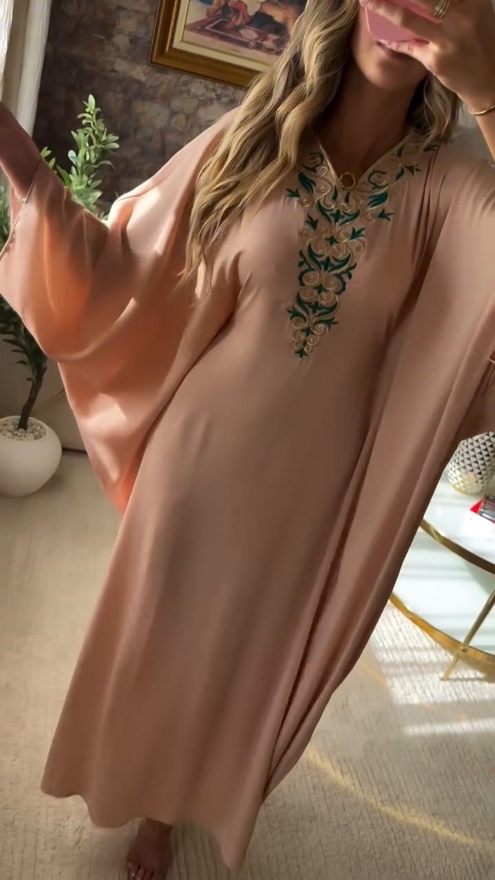 Robe Zina 🌸 – Longue à manches papillon, élégance et confort absolu