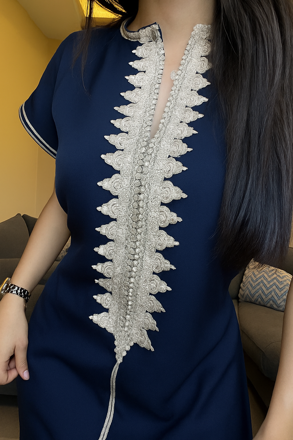 ✨ Élégance en Bleu Nuit – Caftan Princesse El Kahina Haute Couture