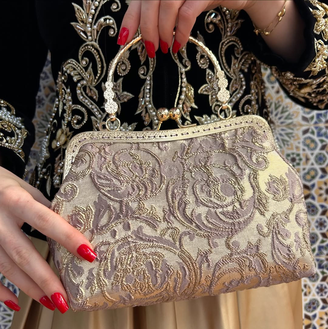 ✨ Sac en Brocard Sable Rosé Étincelant – Élégance Lumineuse ✨