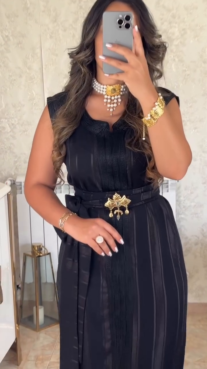 🖤 Caftan Nedjma – Élégance Noire Infinie 🖤