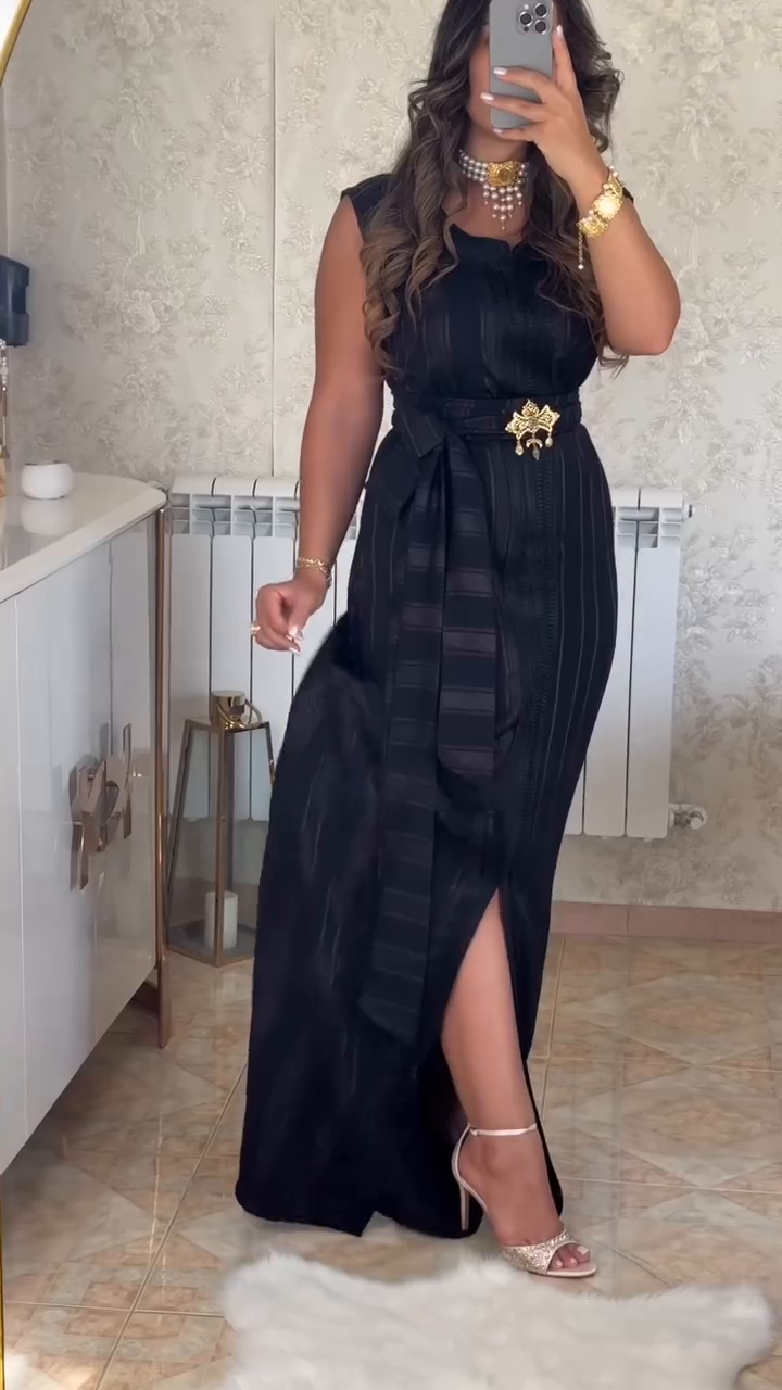 🖤 Caftan Nedjma – Élégance Noire Infinie 🖤