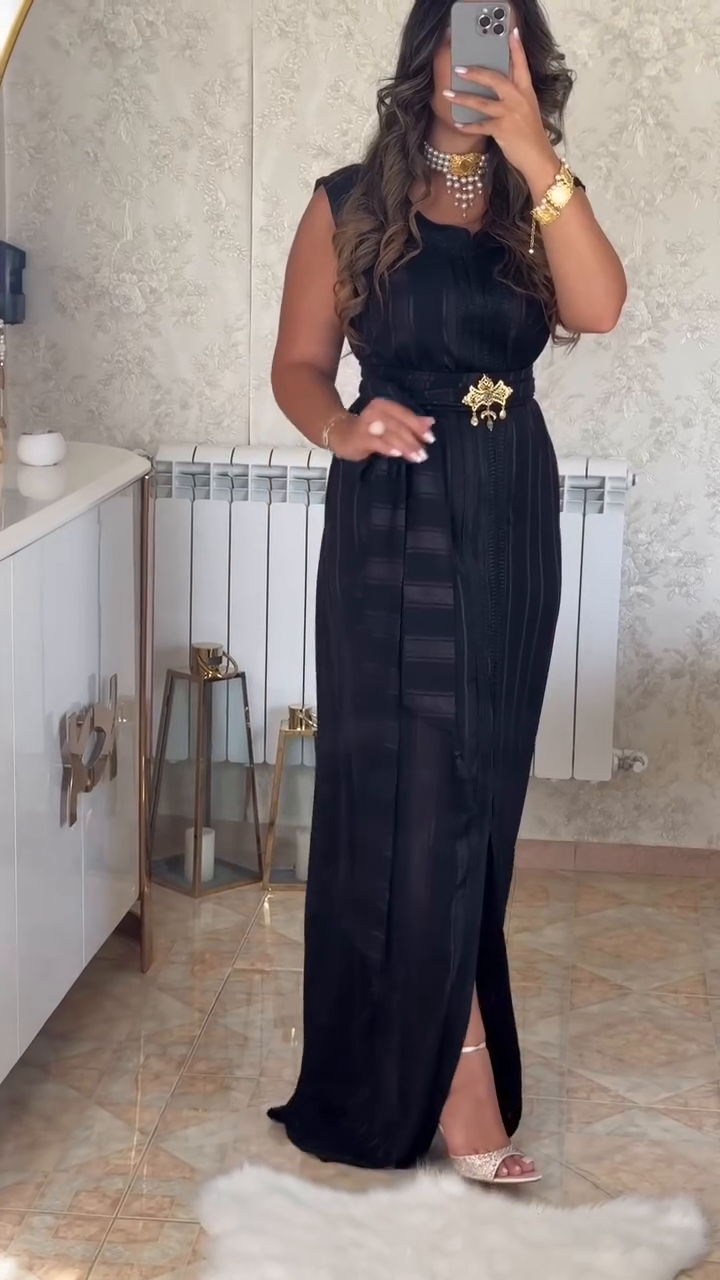 🖤 Caftan Nedjma – Élégance Noire Infinie 🖤