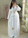 ✨ Caftan Élégance Kamkha Blanc  – Raffinement Oriental & Allure Féminine