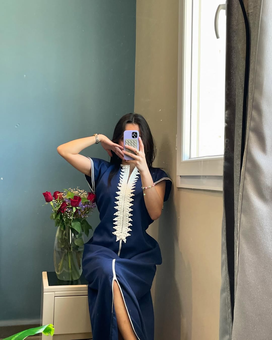 ✨ Élégance en Bleu Nuit – Caftan Princesse El Kahina Haute Couture