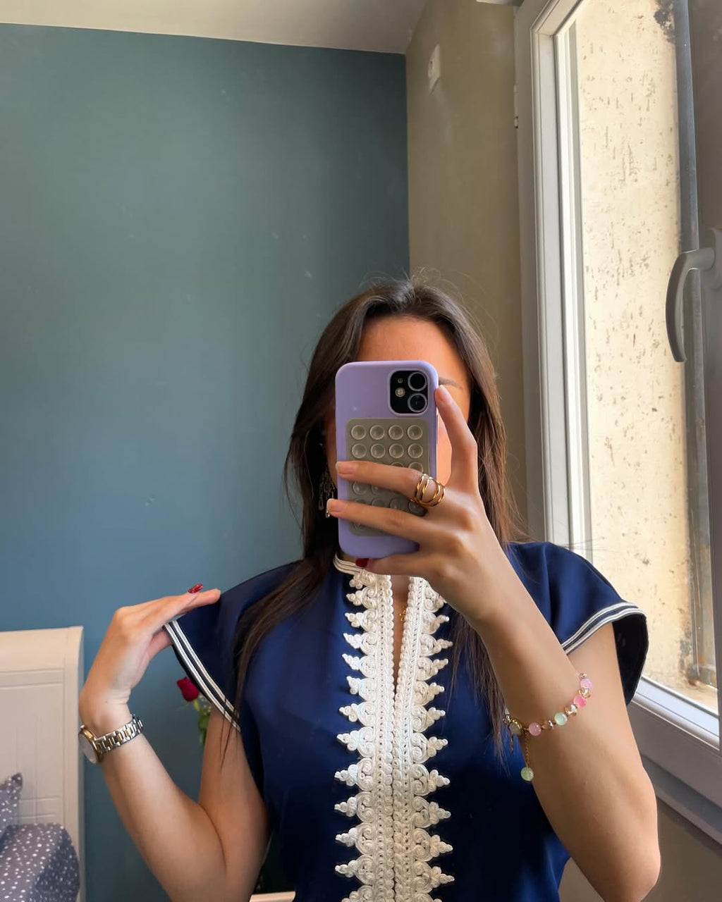 ✨ Élégance en Bleu Nuit – Caftan Princesse El Kahina Haute Couture